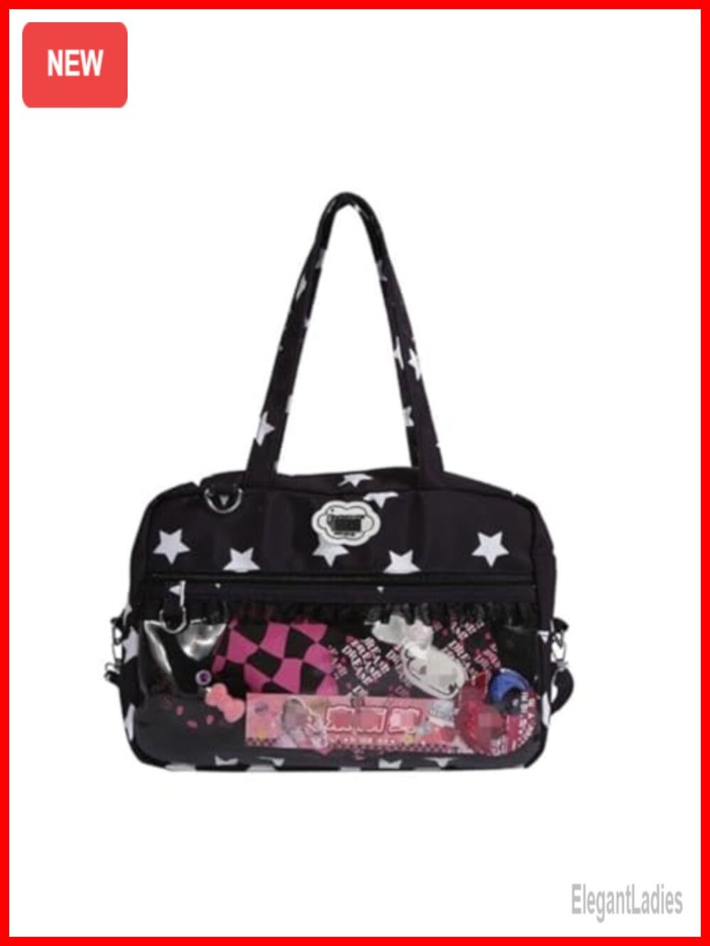 Ita Bag Kawaii Plaid Tote Shoulder Crossbody Handbag with Insert Pins Display